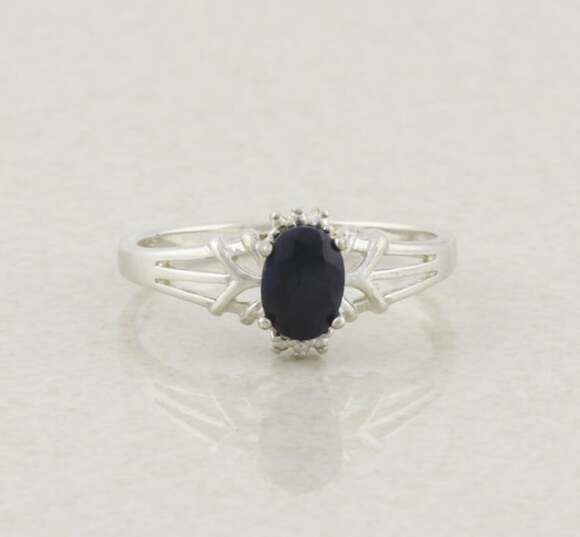 Avon Jewelry - Sterling Silver Natural Dark Blue Sapphire Ring Size 9 1/4 Avon